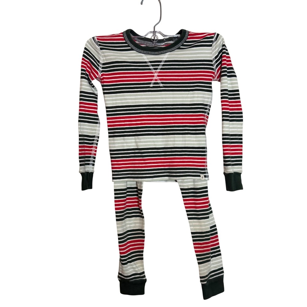 Pact  Pajamas Set Red Green White Striped Organic Cotton Size‎ 6
